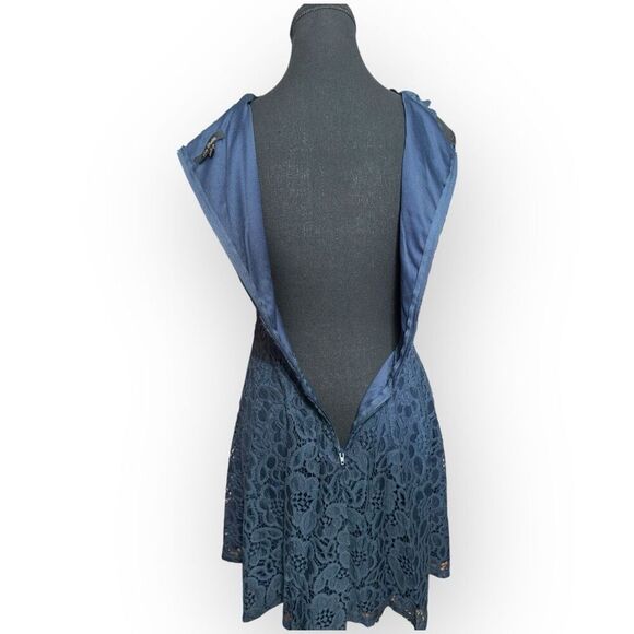 NWOT City Studio Womens Lace Fit & Flare Dress Navy Size 7 - Picture 8 of 12
